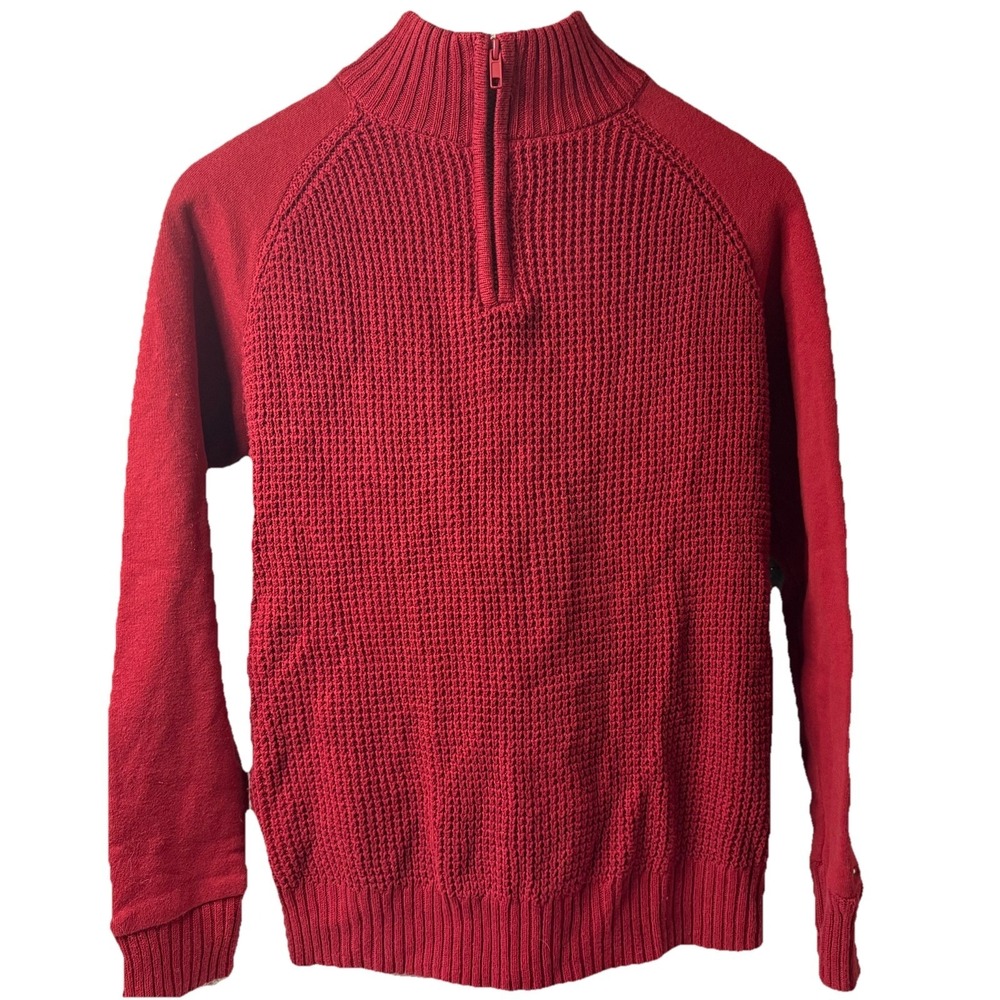 Tommy Hilfiger Quarter zip red mens sweater size Large mock neck